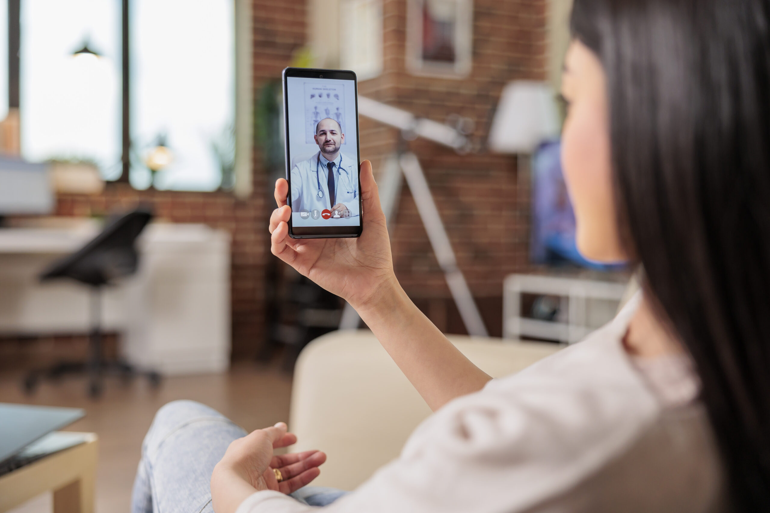 asian woman telemedicine online video consultation medical online consulting therapist family care telemedicine patient home consultation